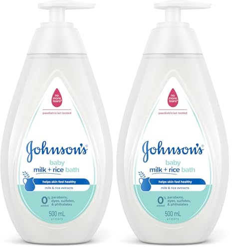 Johnson's Milk + Rice Gentle Nourishing Moisturising Tear-Free Baby Bath 500mL (Pack of 2)