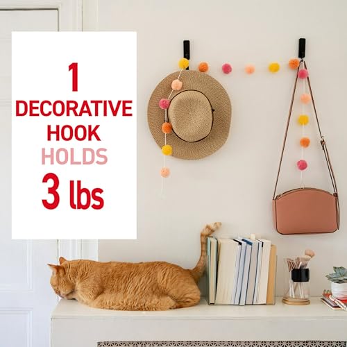 image for Command Medium Matte Black Wall Hooks, 2 Coat Hooks and 4 Command Stri