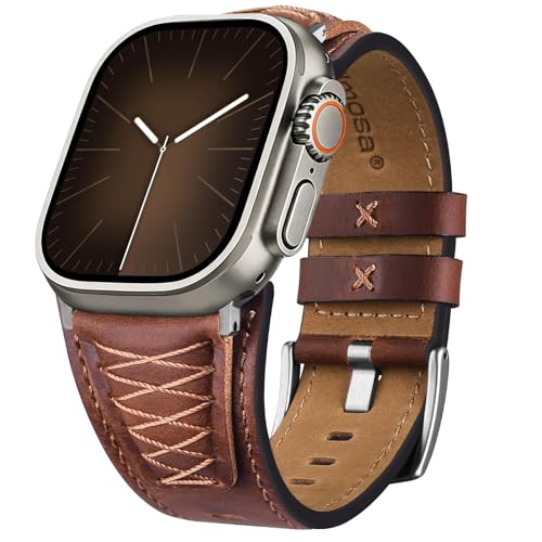 Image of Fullmosa Top Grain Vintage Leather Strap Compatible for Apple Watch | Ultra3 /2 /1 49mm 46mm 45mm 44mm 42mm (NO WATCH) Premium Leather Band for iWatch SE3 /2 /1 series 11 10 9 8 7 6 5 4 3 2 1 Men