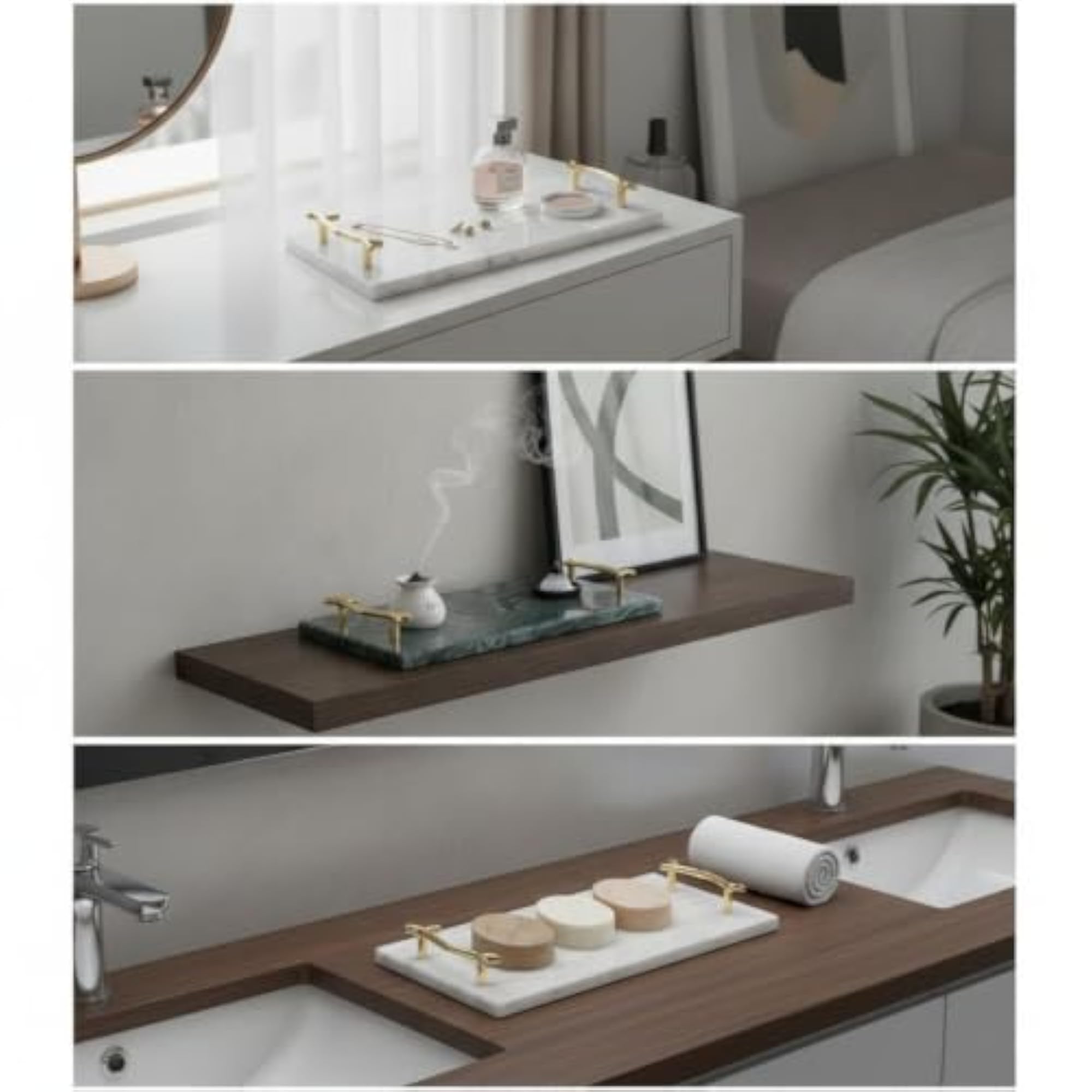 Rectangular Marble Tray with Handles, Multipurpose Stone Design