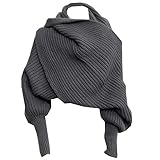 Autumn Winter Warm Knitted Crochet Scarf Wrap Shawl Cape with Sleeves Blanket for Women Fashion