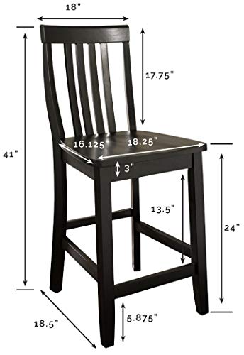 Crosley Furniture School House Wood Slat Back Taburetes de Barra Altura de Mostrador Set de 2, Negro, 24 pulgadas miniatura 3