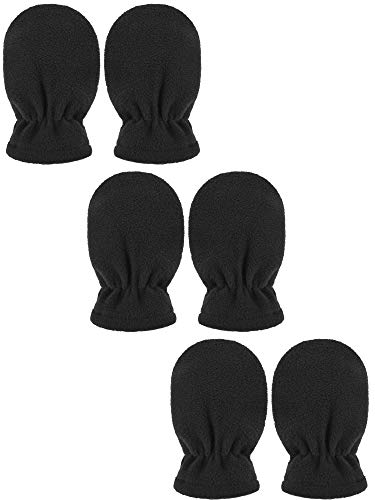 SATINIOR 3 Pairs Baby and Toddler Winter Mittens Kids Fleece Warm Mittens for Baby Boy Girl (Black, 6-18 Months)