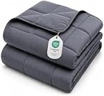 L'AGRATY Weighted Blanket for Adults- Dark Grey, 48"x72", 15lbs, Twin Full Size Heavy Throw Blanket, Cooling, Breathable, Microfiber with Glass Beads, Big, Washable, All-Season