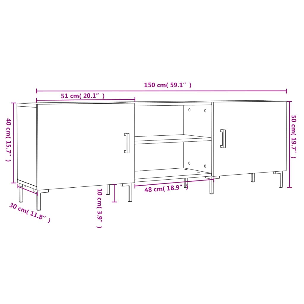 vidaXL Mobile Porta TV Rovere Sonoma 150x30x50 cm in Legno Multistrato, mobiletto, mobiletto HiFi, Mobile per dispositivi multimediali, Supporto TV