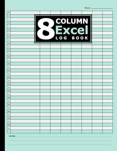 8 Column Excel Notebook; 8 Column Excel Log Book,Customizable Log