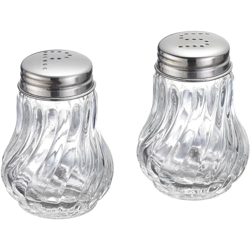 Westmark Salière et Poivrière, Set de 2, Capacité : env. 50 ml, Verre/Acier Inoxydable, Berlin, Argent/Transparent, 65362270