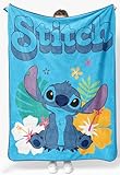 Jay Franco Kids Plush Throw Blanket – Soft & Cozy Fleece Throw for Bedroom & Couch Décor, Official Licensed Product, Blue - Stitch, 46x60 - Throw Blanket