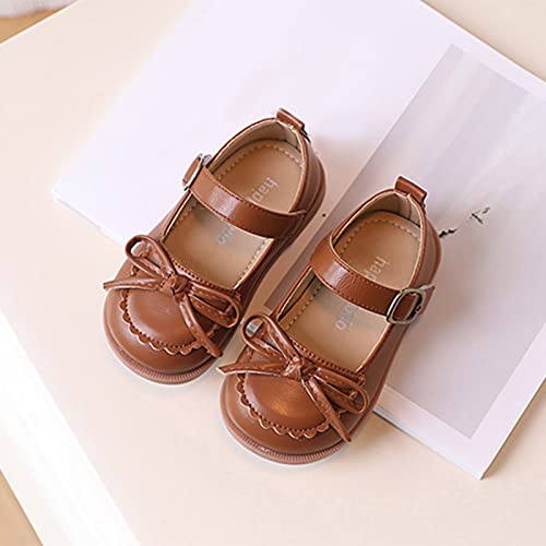 Fashion Four Seasons Children Casual Shoes Girls Leather Shoes Flat Bottom Round Toe Solid Color Bow Hook E Girl2