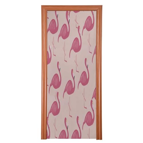 FLildon Elegant Flamingos Door Cover Decoration, Party Accessory Porch Decor for Festive Ornament Room Door Covers 32 x 79 Inch