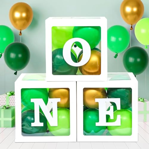 Image of Rozi Decoration inchONE inch Cardboard Balloon Box Set - 3-Pack White 1st Birthday Party Supplies