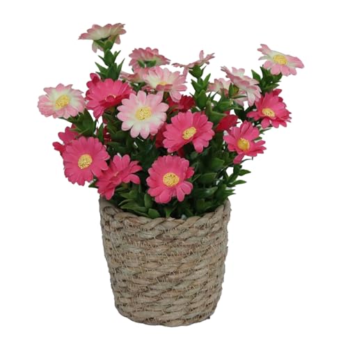 BEIJIALY Artificial Mini Potted Plants, Faux Plants, Artificial Flowers Pot, Fake Flower in Pots Faux Greenery Plants Decorative Artificial Plants for Home Office Decor(Pink)