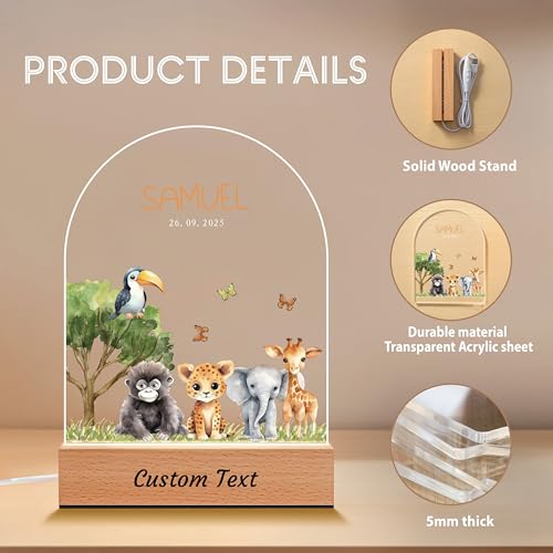 Lámpara de noche personalizada para bebé con placa acrílica miniatura 5