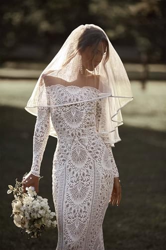 Simple Wedding Dresses for Bride Sexy Mermaid Lace Long Sleeve Bridal Dress for Bride with Train2