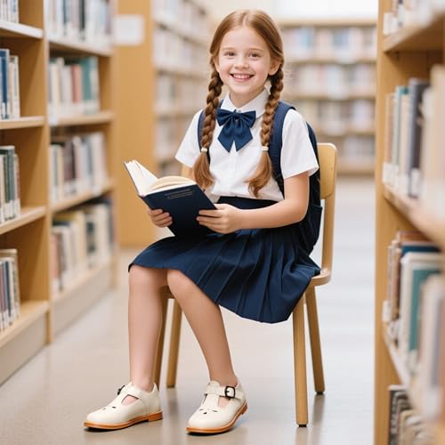 Image of Kiderence Toddler Girl Mary Jane School Uniform Dress Shoes Oxford Flats