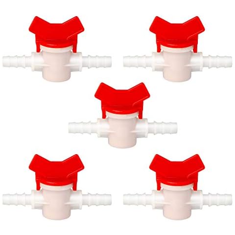 Feelers Drip Irrigation Switch Valve, 1/2" Barbed Hose ID Ball Valve for Drip Irrigation Hoses Agricultura Garden (Pack of 5) Cover