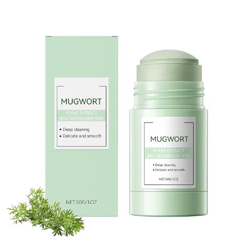 Mugwort Clay Mask Stick, Deep Cleansing & Pore Minimizing Face Mask with Bentonite Clay, Organic Mugwort Essence for Blackhead Removal, Oil Control & Hydration, Suitable for All Skin Types (1)