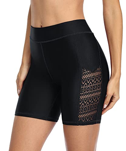 Beautyin Women'S Swim Shorts Side Mesh Boardshort Quick Drying Swimsuit Shorts L cover