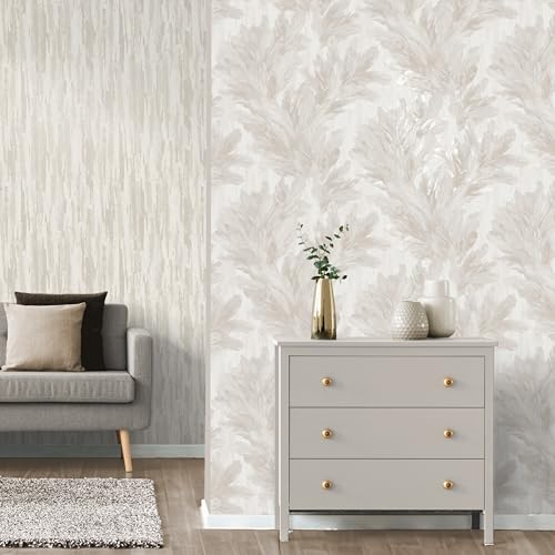 Vymura Gianni M95693 schwere Vinyltapete mit Feder, warmes Elfenbein