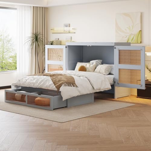 ◈ Design convertibile esclusivo: Grazie alla sua facilità d'uso e alla possibilità di conversione istantanea, questo letto è molto apprezzato dagli adolescenti ed è ideale per le camere singole. Inoltre, le ante dell'armadio si aprono completamente e presentano un design di apertura a 270 gradi, offrendo ai clienti ulteriore praticità durante l'utilizzo di questo letto.