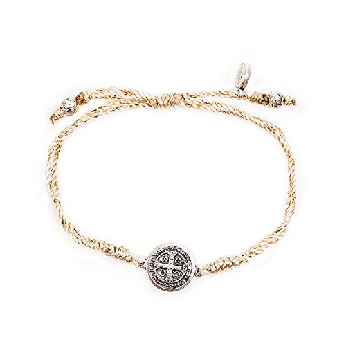 My Saint My Hero Serenity Blessing Bracelet - Silver Medal (Gold Metallic Cord)