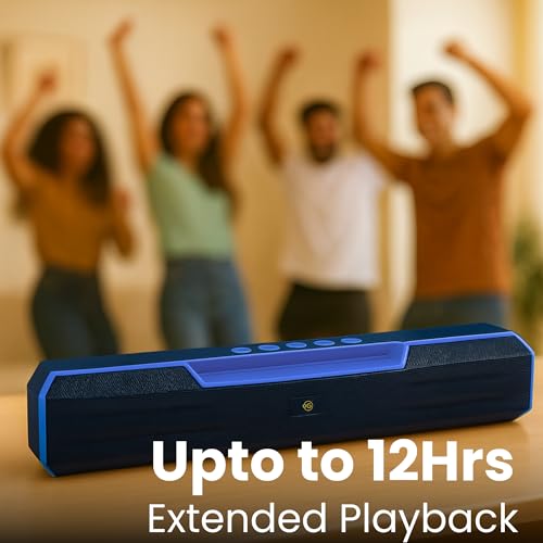 Image of OOGE Vibebox 7000 Bluetooth Speaker, 15W Portable Wireless Speaker with TWS Connection, Type-C Charging, AUX Input, FM Radio, USB & TF Card Support, 8H Playtime (Movie,Music Modes) (Blue)