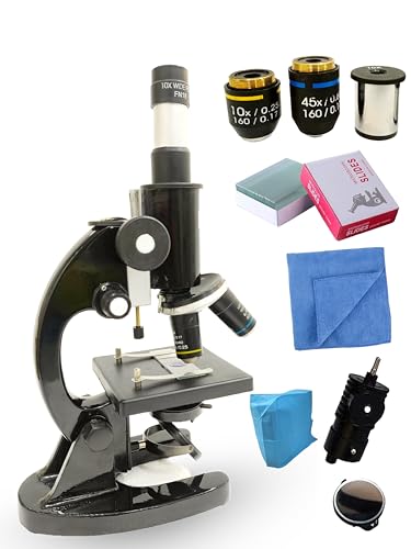 Image of Black Compound Student Microscope With 10X & 45X Objective and 10X & 15X EYEPIECE ISO 9001:2015 CERTIFIED,GOVT. APPROVED BRAND
