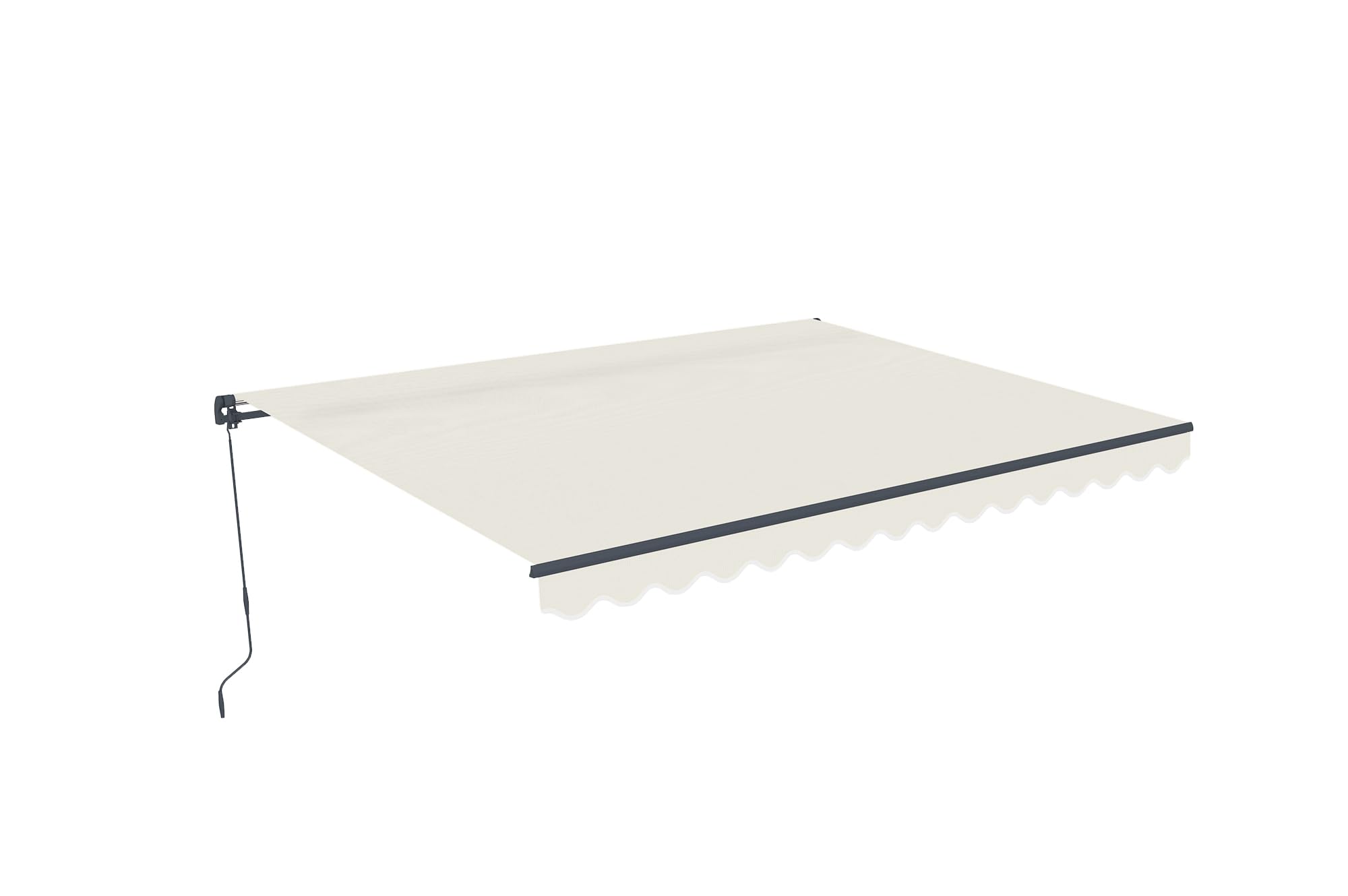 Cazeboo Store banne Monobloc Manuel 4x3m - Toile Beige 320g/m² UV50+ - Aluminium Gris Anthracite - Inclinaison réglable 30°-100° - Store extérieur terrasse Jardin