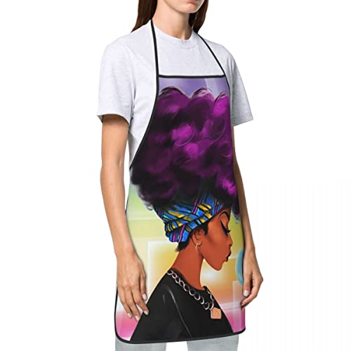 Kent Hill African Girl American Artist Art Colorful Headscarf Purple Hair Cozy Anti Pollution Apron Anti Dirty Fashionable Anti Dirty Apron For Adult #TOP2