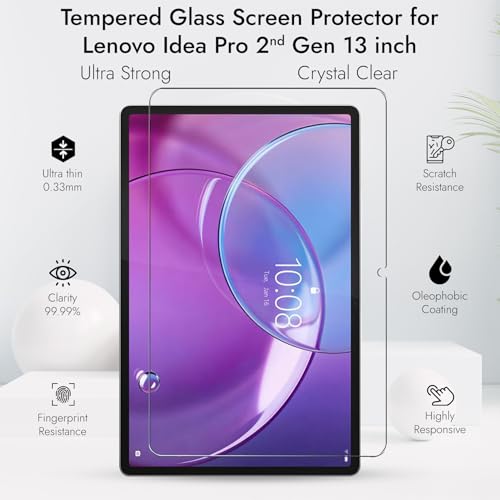 Image of Robustrion 2 Pack Tempered Glass for Lenovo Idea Tab Pro 2nd Gen 13 inch Screen Protector Guard for Lenovo Idea Tab Pro Gen 2 13 inch Tablet