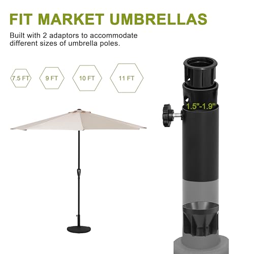 Image of NUU GARDEN Round Patio Umbrella Base, Weighted Umbrella Base with Hand-turn Knob, for Garden, Backyard, Poolside