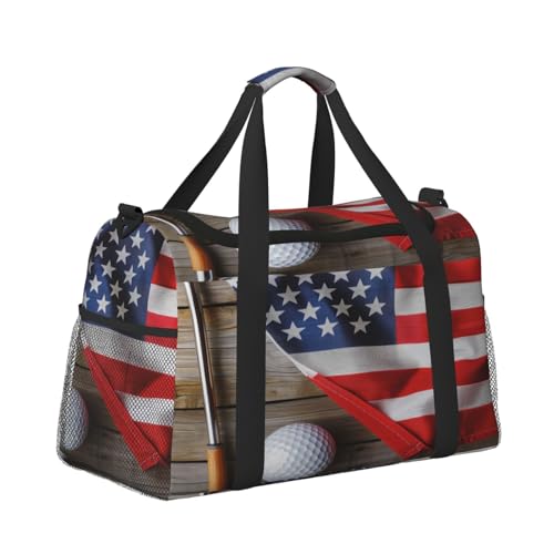 Golf Ball Us Flag Travel Duffel Bag with Strap Multi Pockets Sports Bag Handbag Large Shoulder Bag for Gym Weekend Fitness Camping3