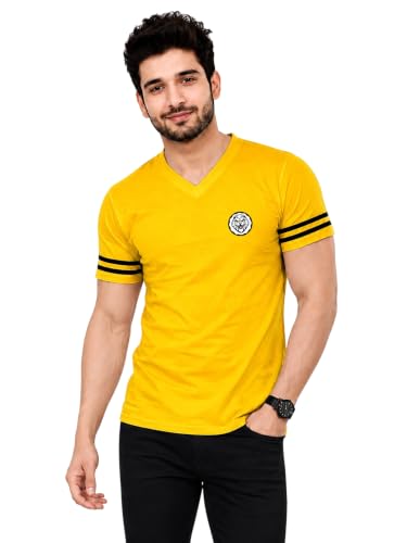 Image of Geum Men's Solid Half Sleeve V-Neck T-Shirt | Soft & Breathable Fabric | Regular Fit | Casual Everyday T-Shirt