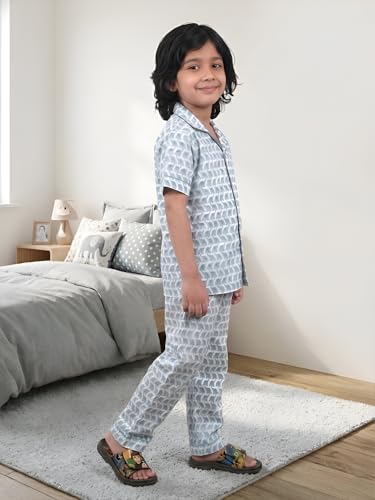 Image of POLKA TOTS 100% Pure Cotton Half Sleeve Night Suit for Kids, Girls & Boys | Cotton Pyjama Set | Unisex Night Dress for Children | Night Suit for Girls |Sleepwear for Kids | Winter Night Dress for Boys