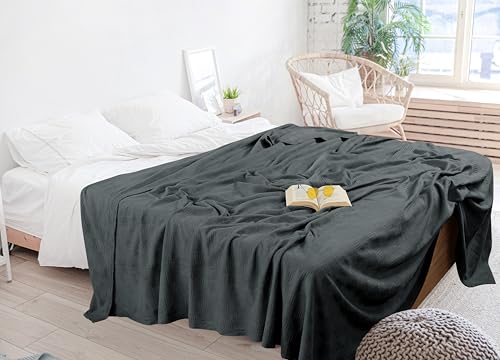 Image of Utopia Bedding Smoke Gray 100% Cotton Blanket [Twin Size - 90x72 Inch] Lightweight, Soft and Breathable Thermal Blanket for All Seasons (Pack of 10)