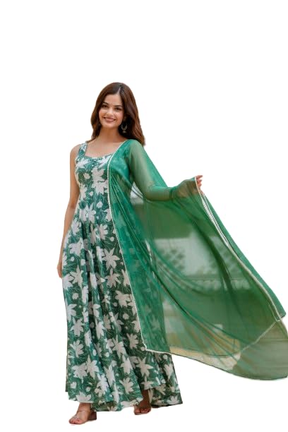 Image of Floral Anarkali Sleeveless Kurta with Dupatta, Maroon and White