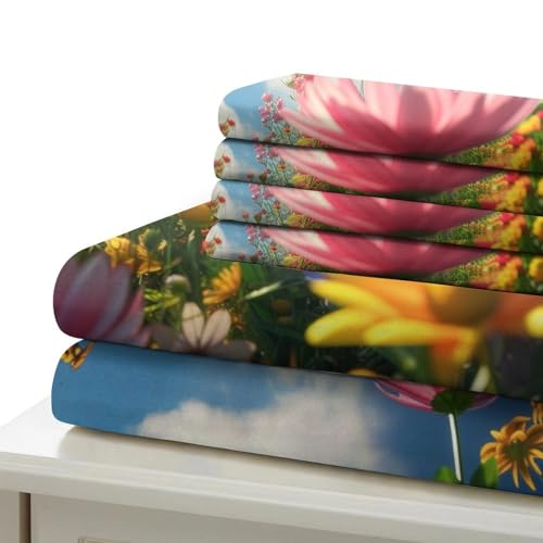 Housse couette fleurs microfibre douce parures de lit maison 200x200cm - 6