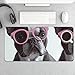 French Bulldog Pink Glasses Desk Mat Non-Slip Laptop Writing Pad Large Keyboard Mousepad with Rubber Base 23.6