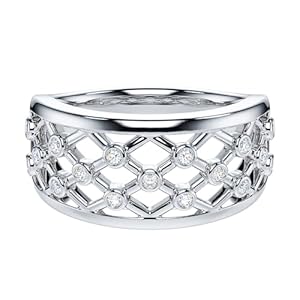 THELANDA Genuine Moissanite or Simulated Diamond Unisex 9mm Wide Crisscross Grid Small Bubbles Wedding Band Cocktail Ring