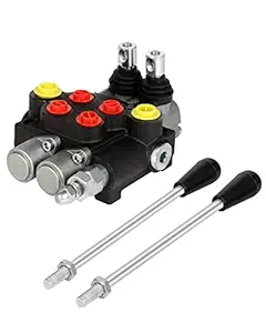 2 Spool 13 GPM Hydraulic Control Valve G Ports Adjustable Relief Lever Handle Double Acting Parallel Center Tractor Loader W/Joystick Small Tractors/Tanks Loaders Log Splitters