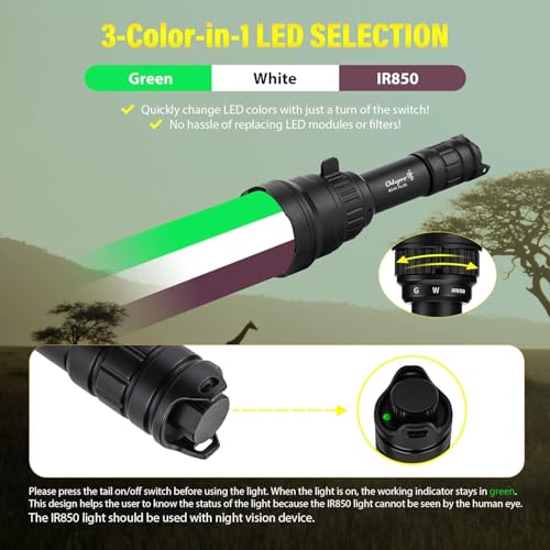 Image of KL62Plus Green White IR850 Zoomable Long Range Hunting Light Kit