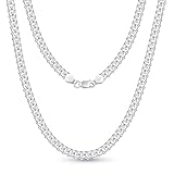 Sterling Silver Clasp Cuban Link Chain for Men, 20 Inch Sterling Silver Clasp Mens Chain Necklace Cu