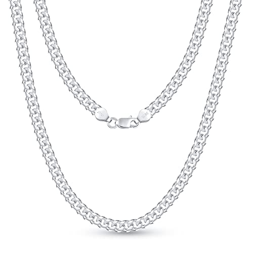 Sterling Silver Clasp Cuban Link Chain For Men, 20 Inch Sterling Silver Clasp Mens Chain Necklace Curb Chains For Men 5Mm Mens Silver Chain Necklace Mens Jewelry Cuban Link Chains For Mens Gifts #TOP2