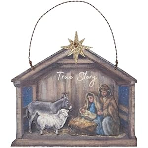 Primitives by kathy nativity ornament  urban country home decor