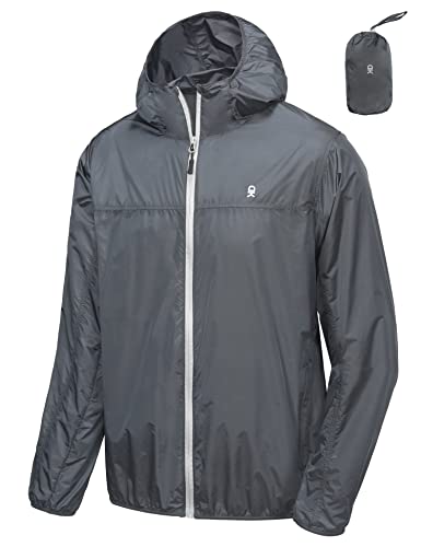 Little Donkey Andy Men's Lightweight Packable Sun Protection Jacket Quick Dry Full Zip Hooded Jacket For Hiking Running Travel Golf Gray S #TOP18