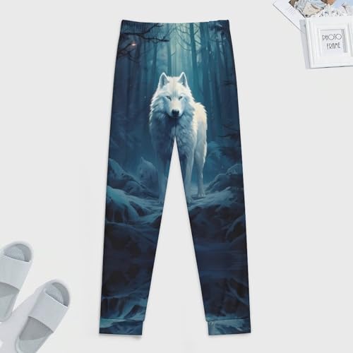 White Wolf Men's Pajamas Casual Sleep Pants Sweatpants Soft Sleepwear for Home3