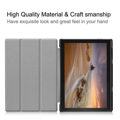 Image of SKEIDO For Samsung Galaxy Tab A 10.5 2018 SM-T590 SM-T595 T590 T595 Tablet Case Custer Garin Tri-Fold Smart Cover With Auto Sleep Wake, Tan