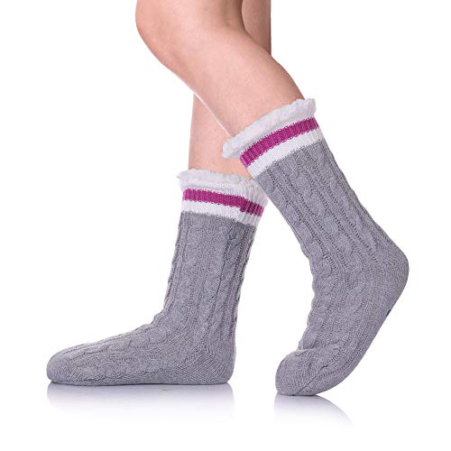 SDBING Women's Winter Super Soft Warm Cozy Fuzzy Fleece-Lined with Grippers Slipper Socks