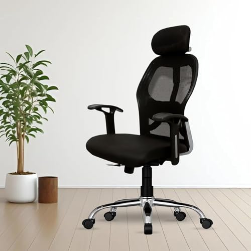 Image of FUGO FG402 Ergonomic High Back Mesh Office Chair with Korean Nylon Mesh Cushioned Seat Tilting Mechanism Adjustable 2D Headrest Lumbar Support HeavyDuty Metal Base 3Year Warranty (Black-1)