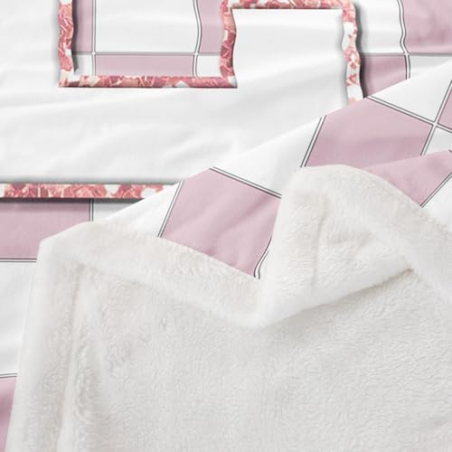 Image of Erosebridal Pink Initial E Fleece Blanket Throw 50 inchx60 inch Kawaii Plaid Checkered Sherpa Blanket Cute Personalized Monogram Fuzzy Plush Throw for Kids Girls,Fashion Grids Gingham Decor for Bed Couch